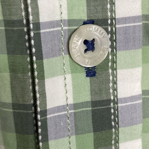 Tommy Bahama Island Crafted Men’s Large Green Plaid Short Sleeve Button Up Shirt - Picture 4 of 10